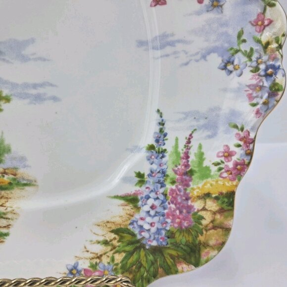Royal Albert England Bone China Kentish Rockery Square Handle Cake Plate - Picture 3 of 8
